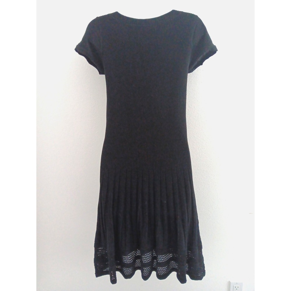 Max Studio SMALL Knit Sweater Dress Cotton Midi Black Fit Flare‎ Office Siren - Picture 5 of 12